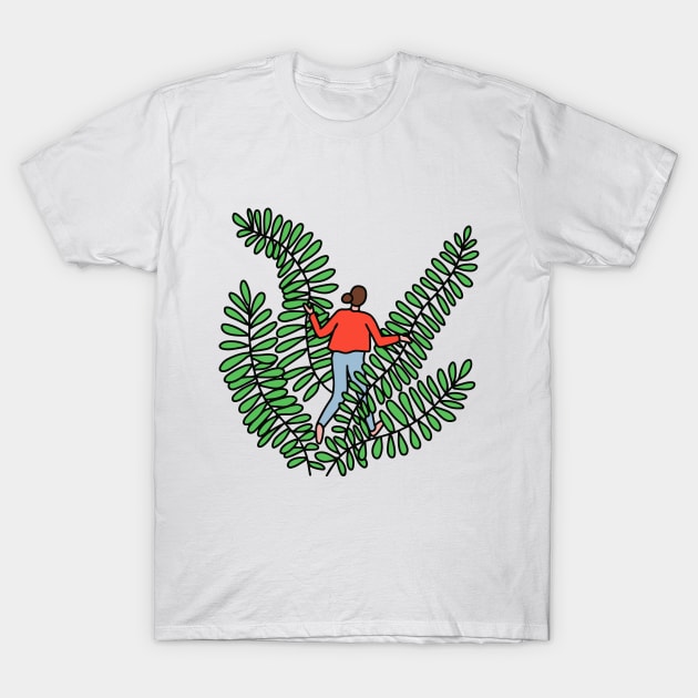 Girl Walking Through Ferns T-Shirt by Ashleigh Green Studios